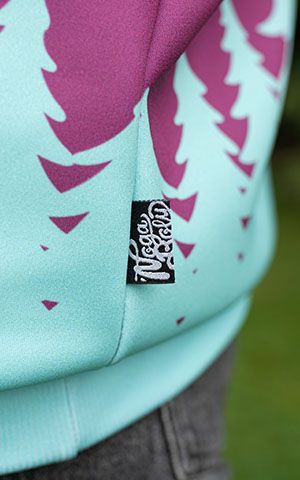 Hoodie with custom tree print and woven brand label